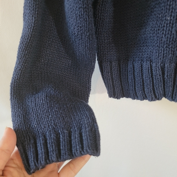 VTG Y2K Blue White Floral Chunky 3-D Knit Pullover Sweater Sz M Crop Cottagecore - Picture 5 of 11